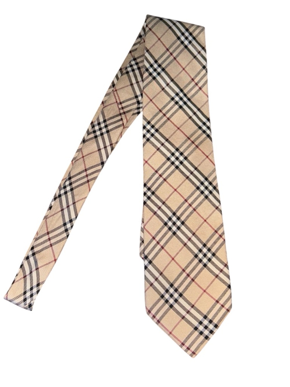 Burberry London Classic Check Tan Camel Silk Tie Italy